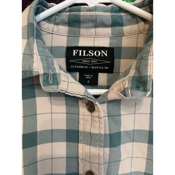 Filson Alaskan Guide Shirt 100% Cotton Blue Plaid Collar Button Up Womens S NWOT - Picture 3 of 5